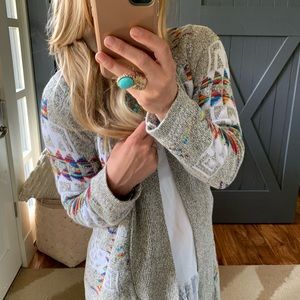 New Aztec Tribal Cowichan Grey Cardigan Sweater